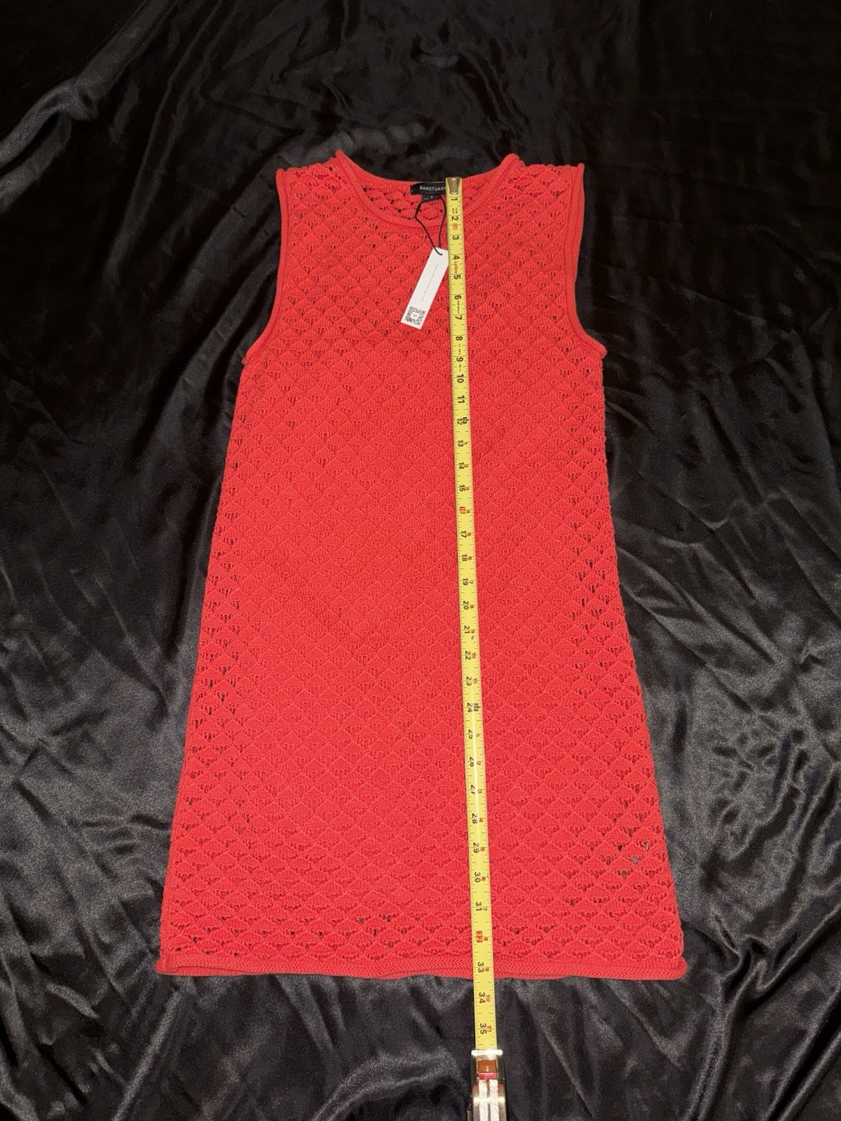 Sanctuary Summer Shell Dress Cayenne Red Crochet Knit Mini Size Small NWT