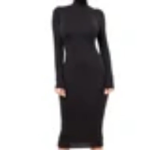 Winter Black Turtleneck Sexy Women Dress Autumn Long Sleeve Skinny Midi