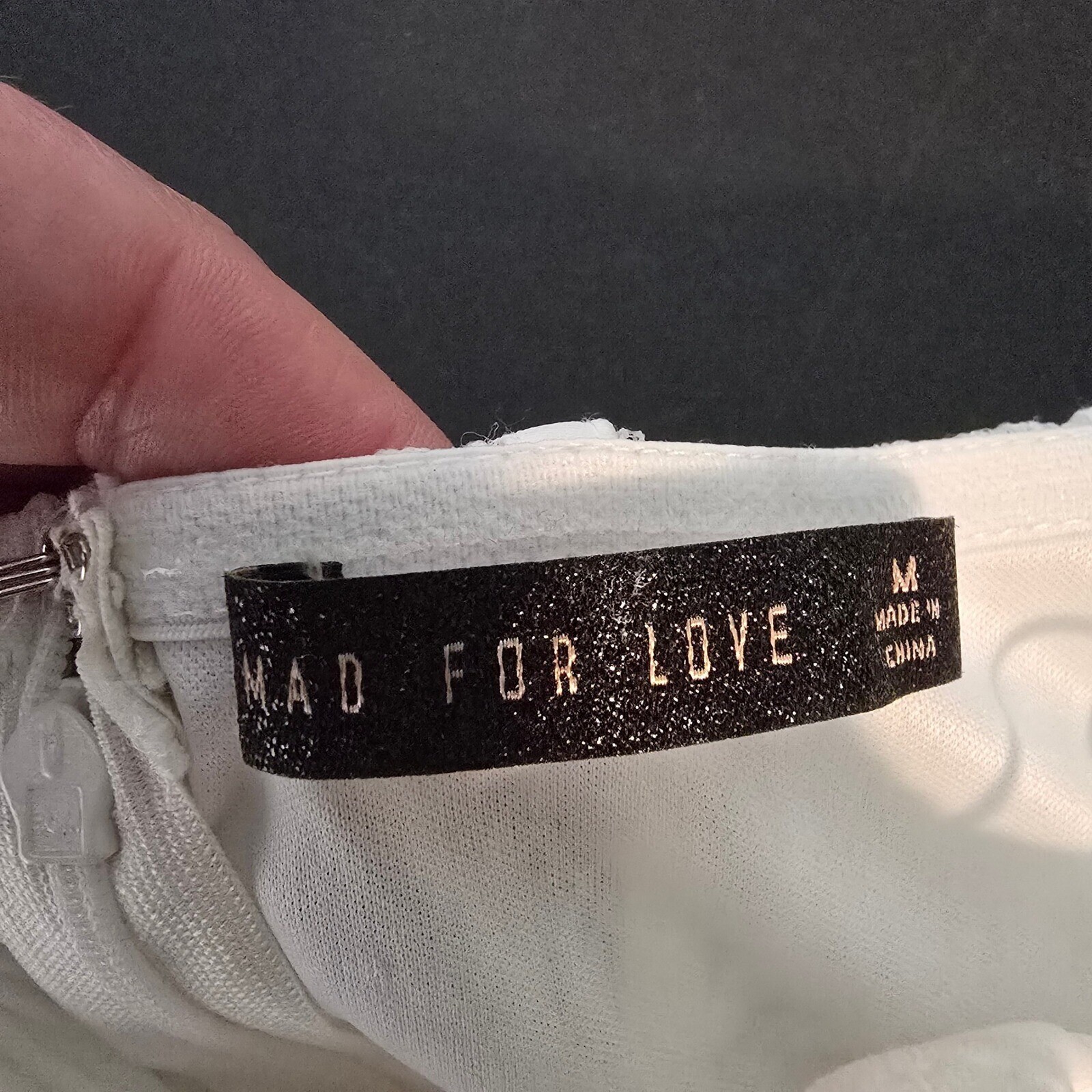 Mad For Love Strapless Mini Dress Ruched Bodycon Lace Corset White M