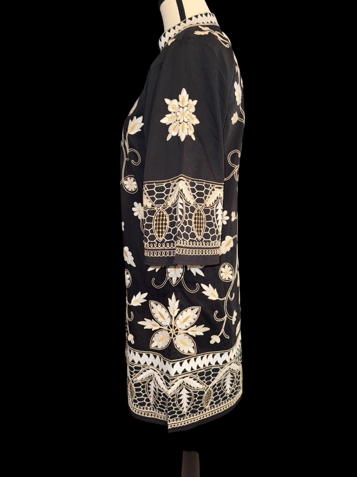 Figue Lynne Floral Embroidered Cotton Tunic Dress Boho Resort Wear Floral
