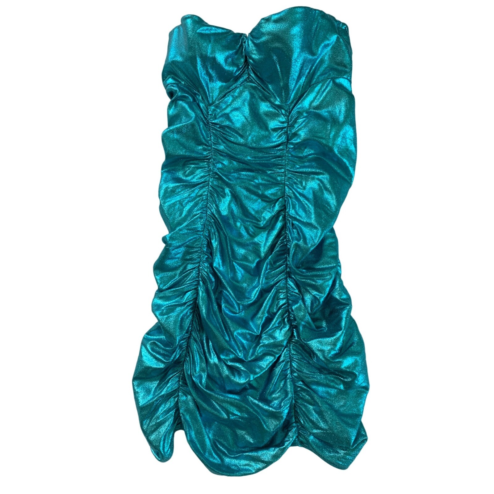 Elizabetta Franchi Metallic Blue Strapless Mini Dress EU 42 US 6 S Club 7030