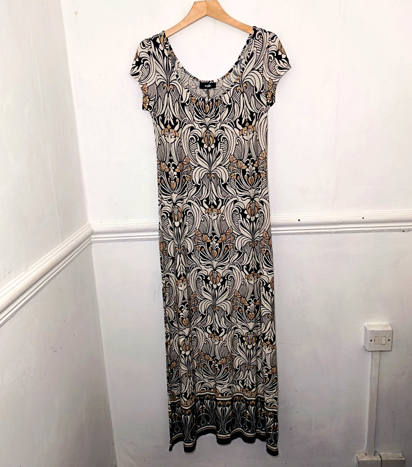 Wallis Womens Dress White Size S UK 8 10 Maxi Print Resort Holiday Beach