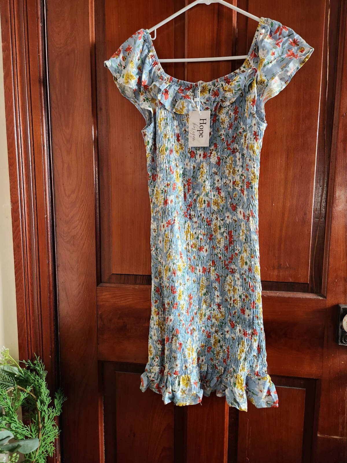 Hope Horizon Summer Dress Light Blue Colorful Flower Floral Dress Size Large NWT