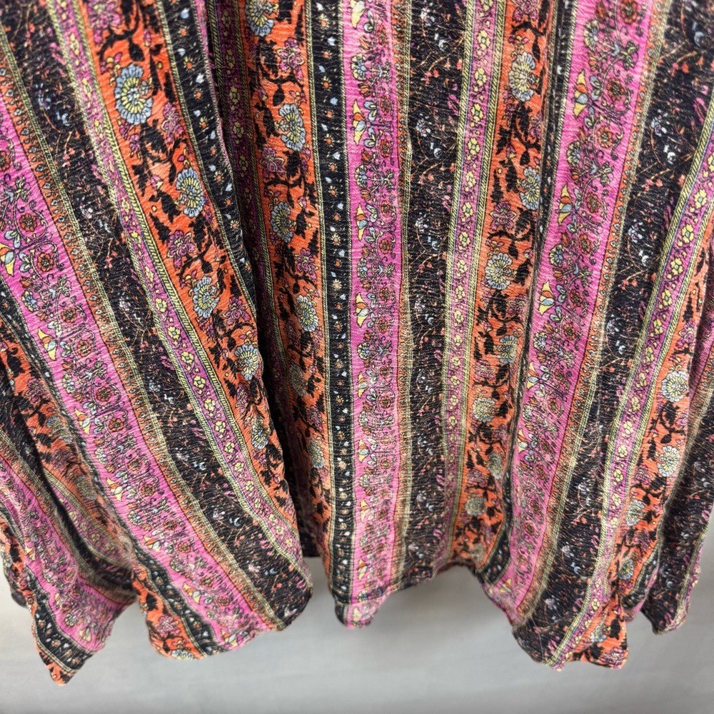 Soft Surroundings Boho Maxi Dress Purple Stripe Embellished Rayon M 2CY56