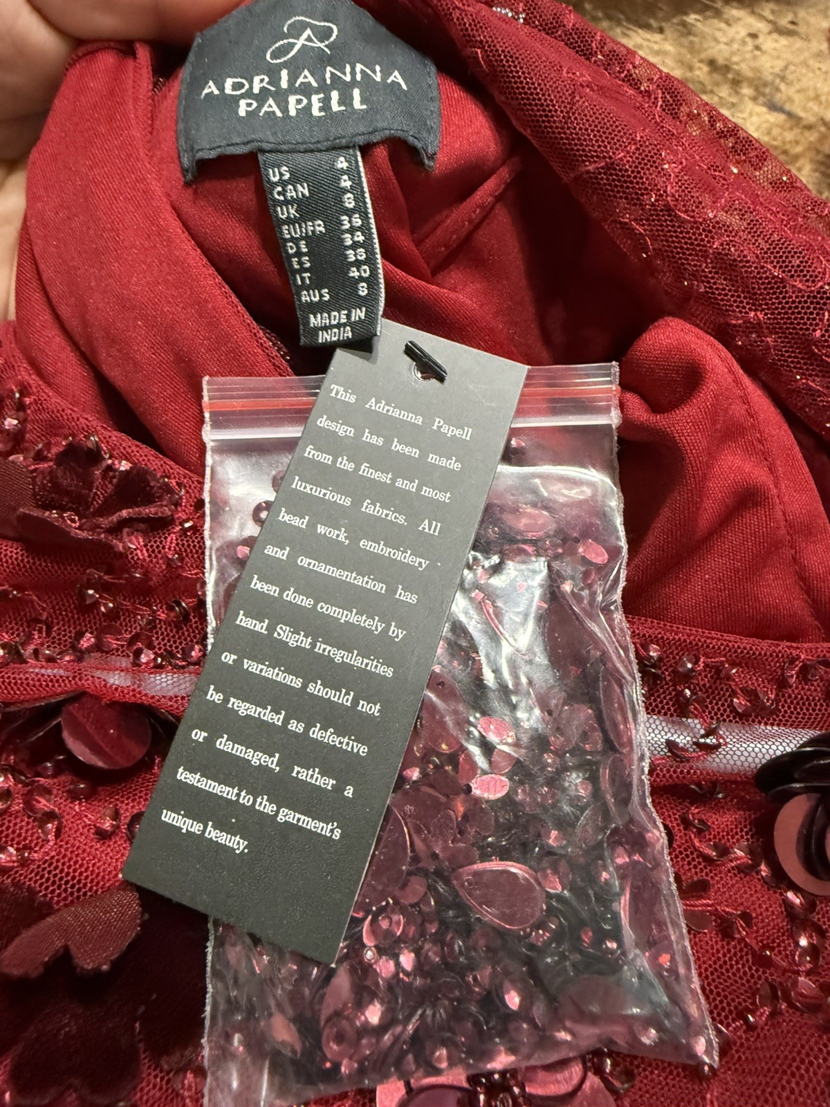 Adrianna Papell Women’s Red Floral-Embellished Boat-Neck Dress Size 4