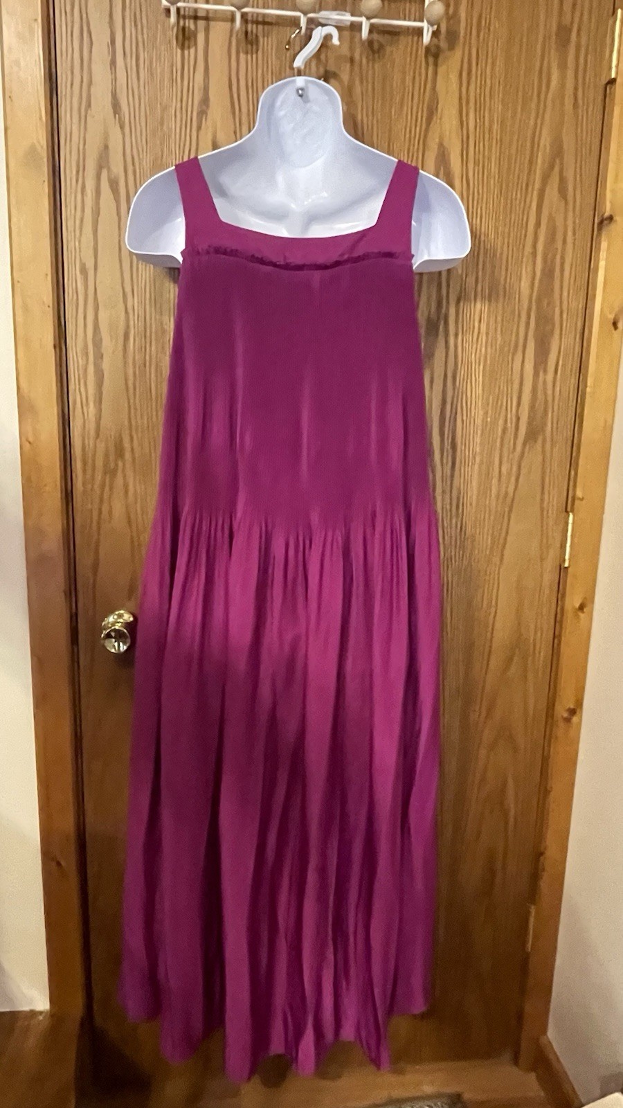 Oliver Bonas Size 6 Purple Swing Satin Midi V Neck Dress