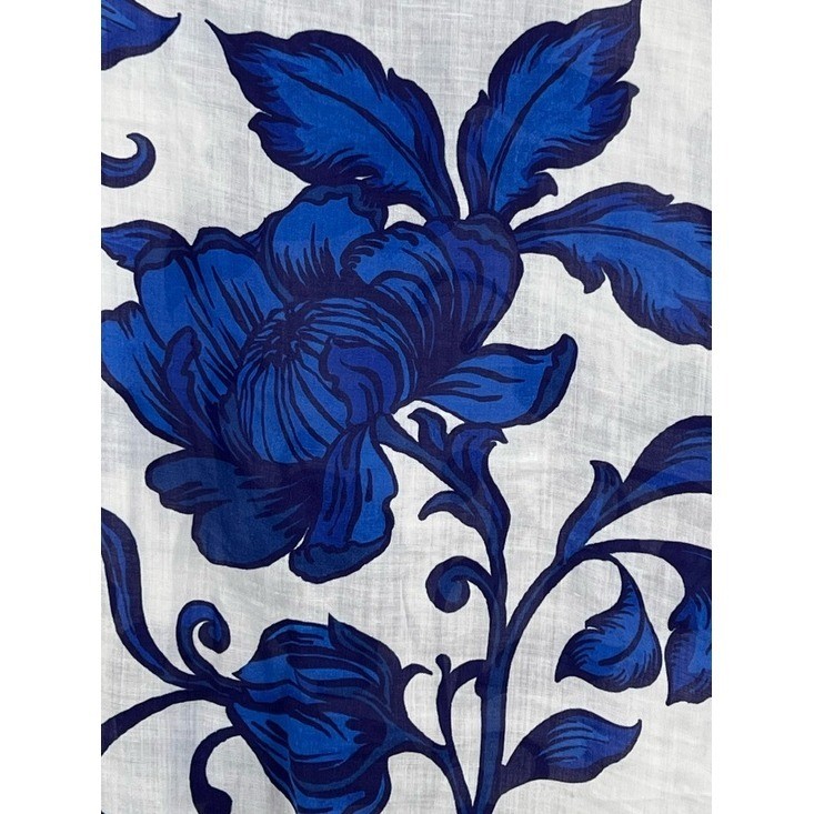 Johnny Was Workshop Blue Floral Ramie Maxi Dress Boho Resort Size M EUC