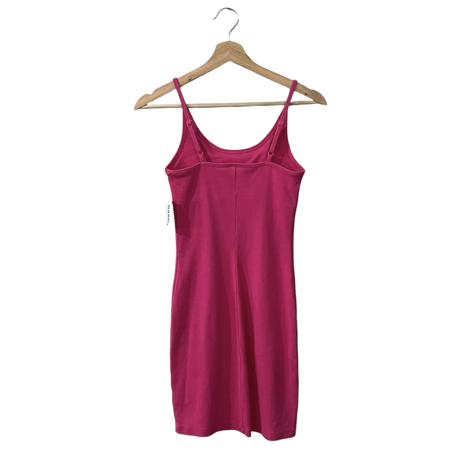 Old Navy Fitted Rib Knit Cami Mini Dress Size XS Hot Pink Spaghetti Shelf Bra