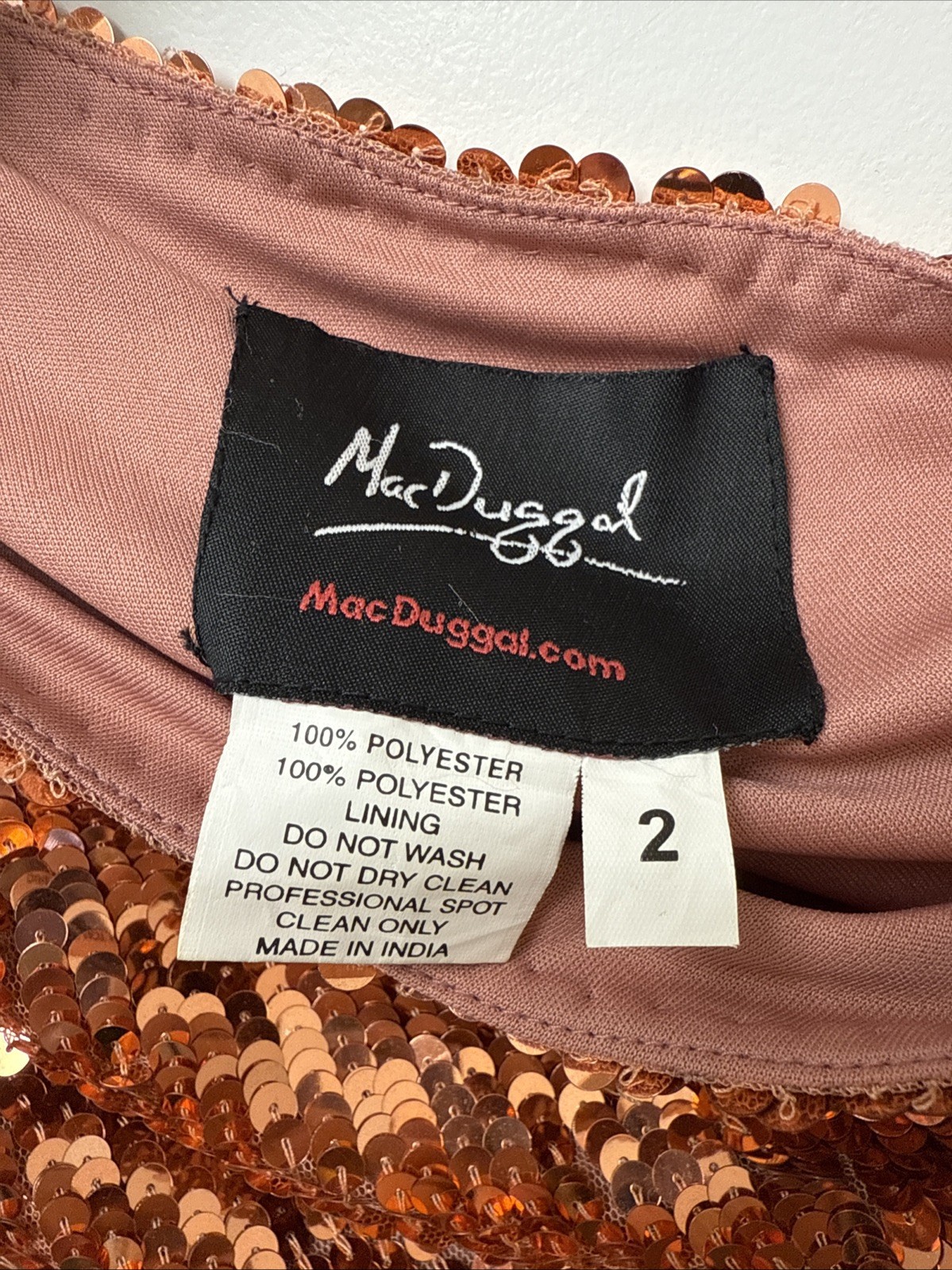 Mac Duggal Size 2 Copper 10788 Sequined Maxi Formal Evening Dress Prom Gown New