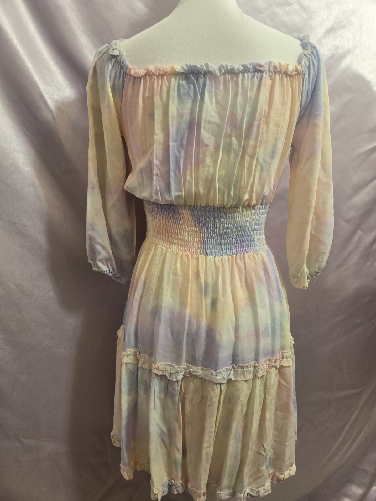 J For Justify Short Pastel Tye Dye Peasant Dress