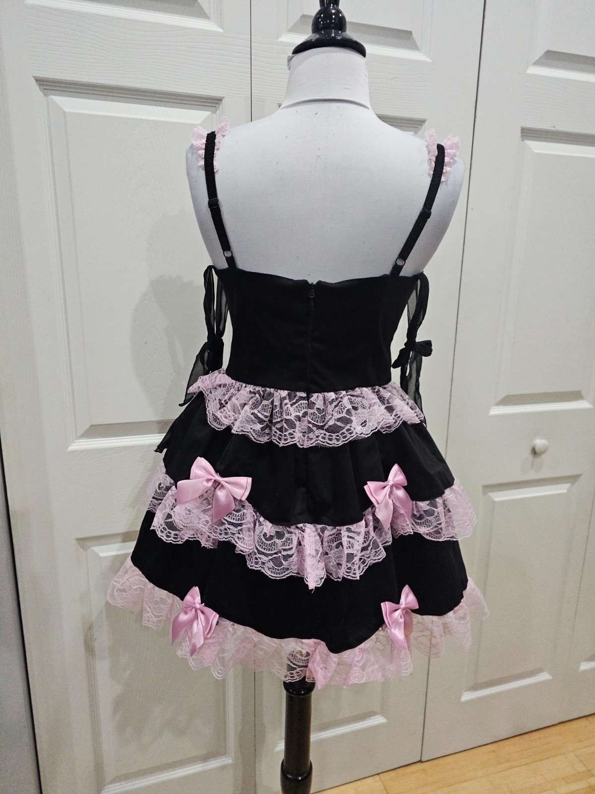 Dolls Kill Widow Thank Goth For You Black Pink Lace Tutu Lolita Mini Dress S