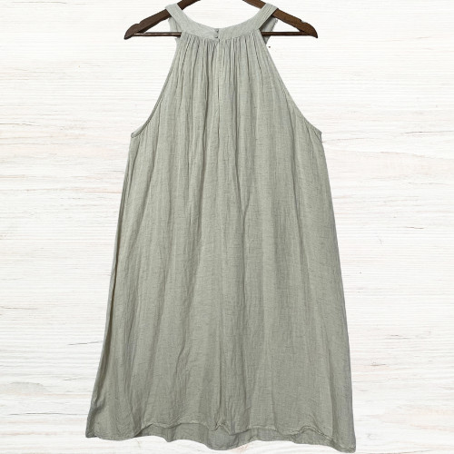 Millie Gabrielle Dress 1X Ivory Halter A-Line Midi Flowy Cotton Rayon Boho