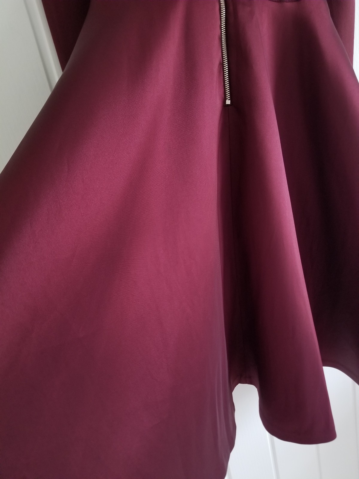 Ted Baker Zadi Midi Dress Knitted Bodice Burgundy Red Long Sleeve Size UK 12 / 3