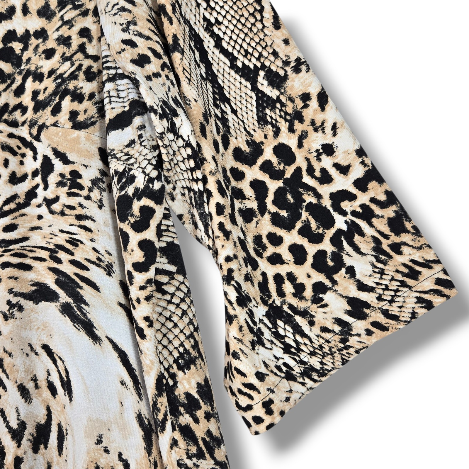 Chico’s Shift Dress Animal Print Elbow Sleeve Knee Length 3P 16 18 Petite XL