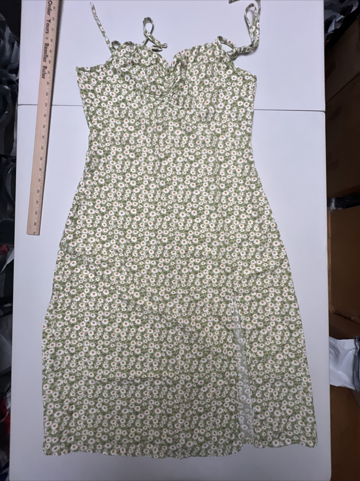 Shein Dress Junior’s Large 8 / 10 Spaghetti Straps Daisies Zipper Slit