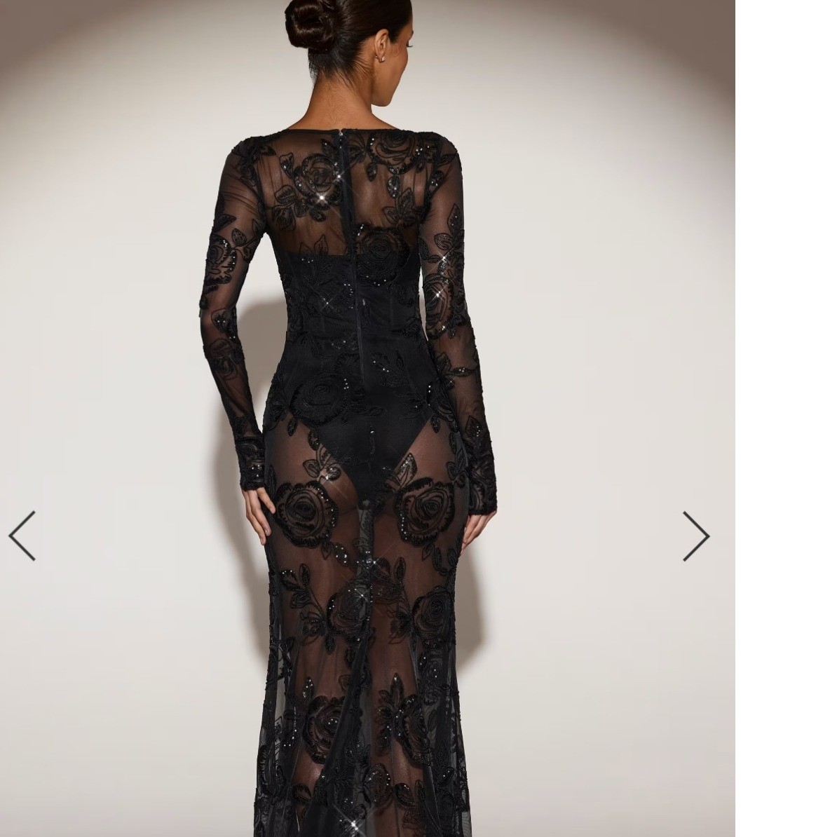 Oh Polly Nazara Black Sheer Embellished Bodysuit Sz 8 Corset Maxi Gown Dress NEW
