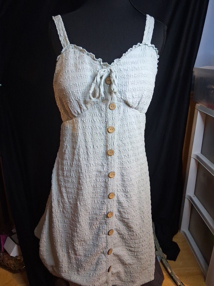 Nobo Bohemian Pale Green Sundress Adjustable Straps Lined Pullover Women’s L