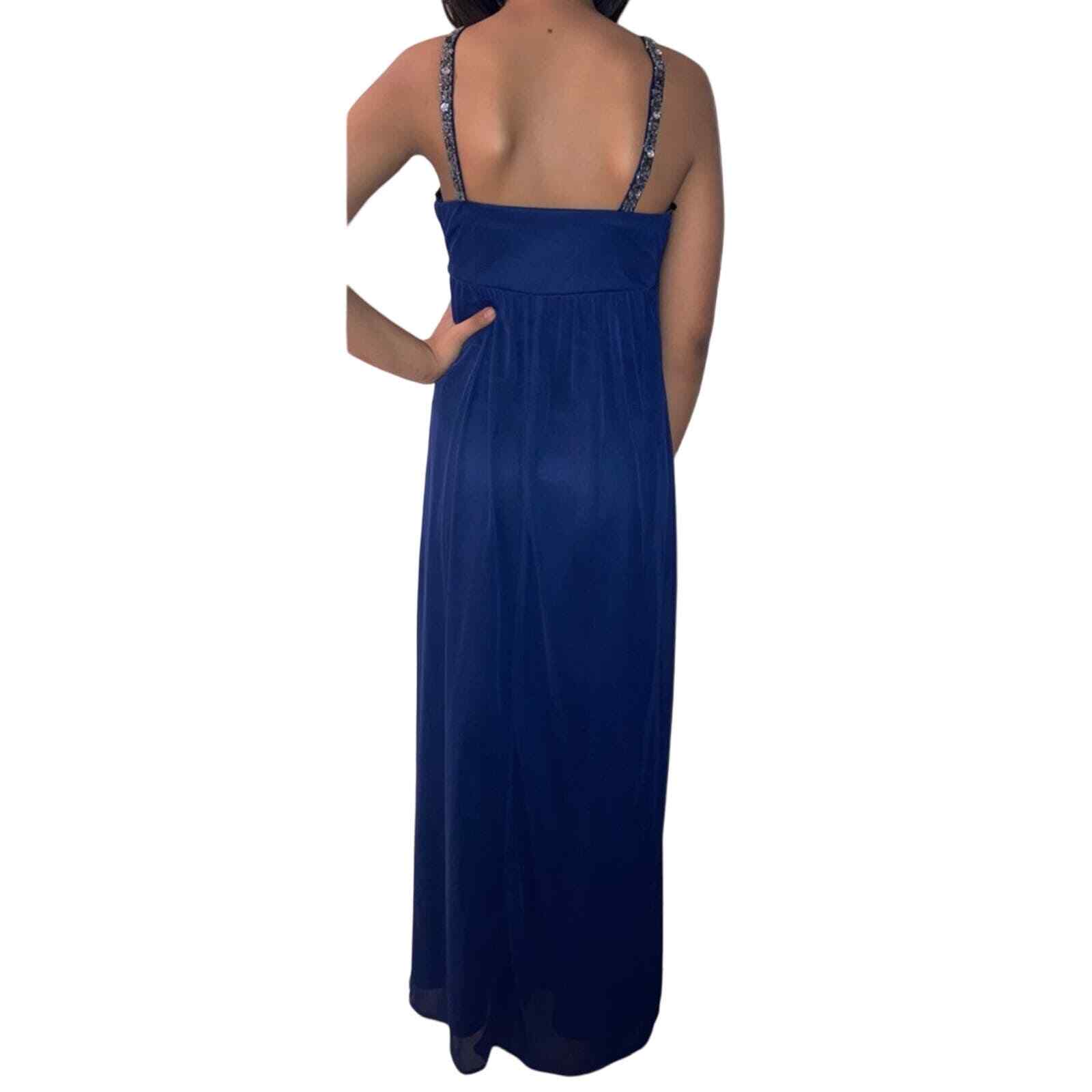 Navy, Sequin Strap, Floor Length Dress Size Small Jodi Kristopher