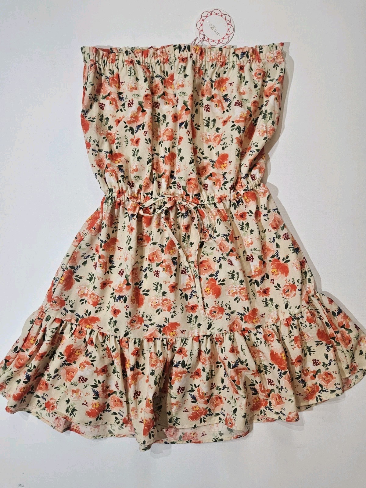 NWT Umgee Mini Dress Womens Size Small Cream Pink Floral Cottagecore Boho Chic