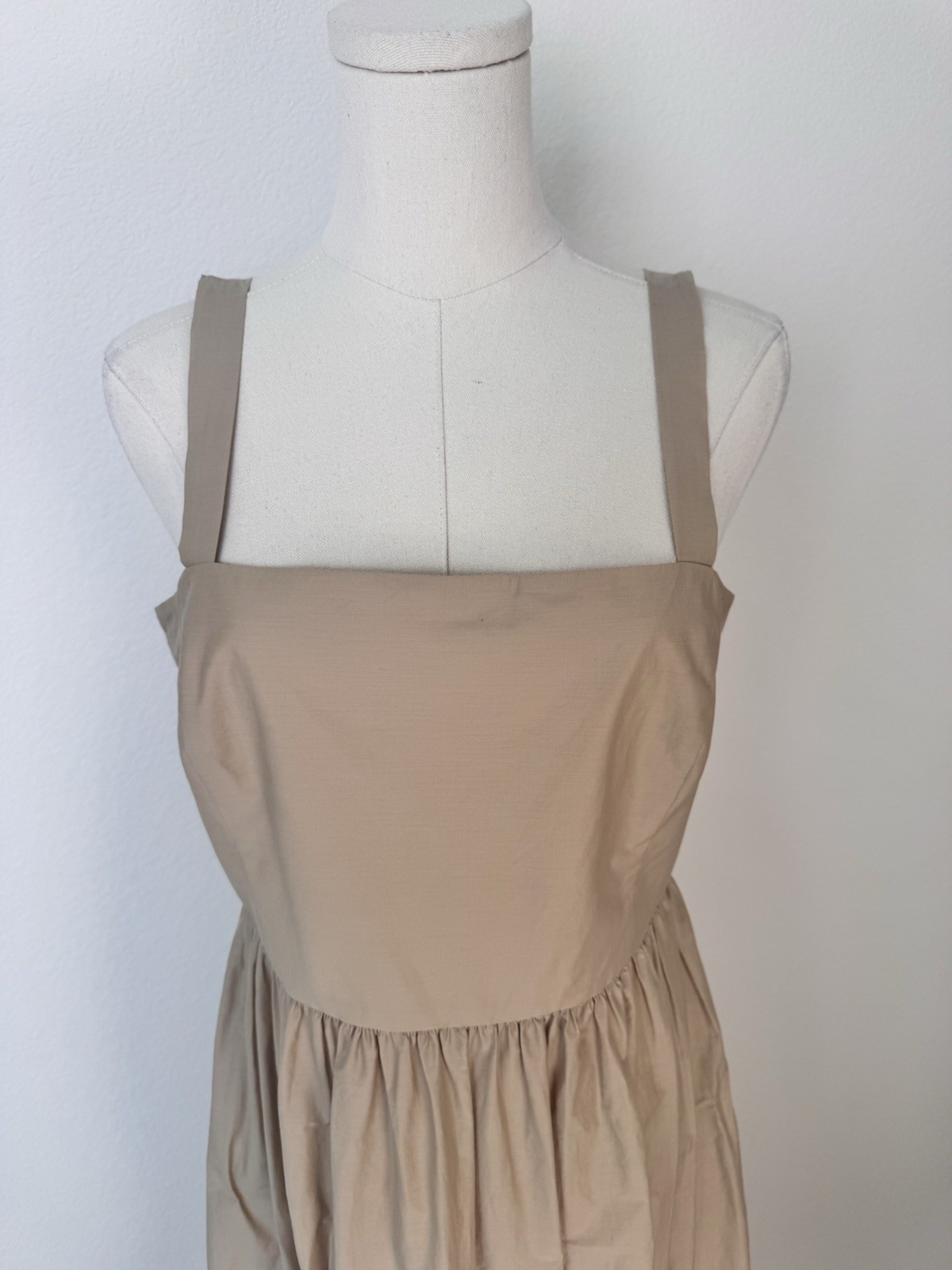 NEW Theory Womens Cotton Blend Tan Sleeveless Tiered Maxi Dress Size 6