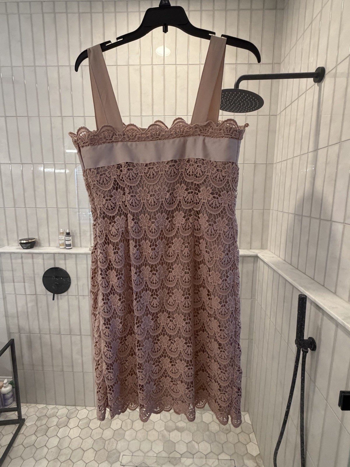 Aeffe Pink Solid Lace Trim Lined Square Neck Sheath Dress Zip Knee 40