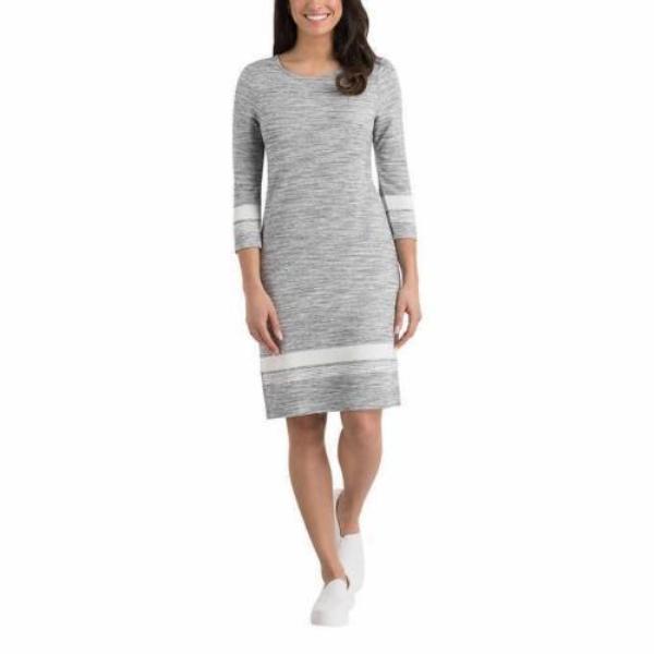New Hilary Radley Women’s 3/4 Sleeve Dress Grey / Ivory XL – Free priority