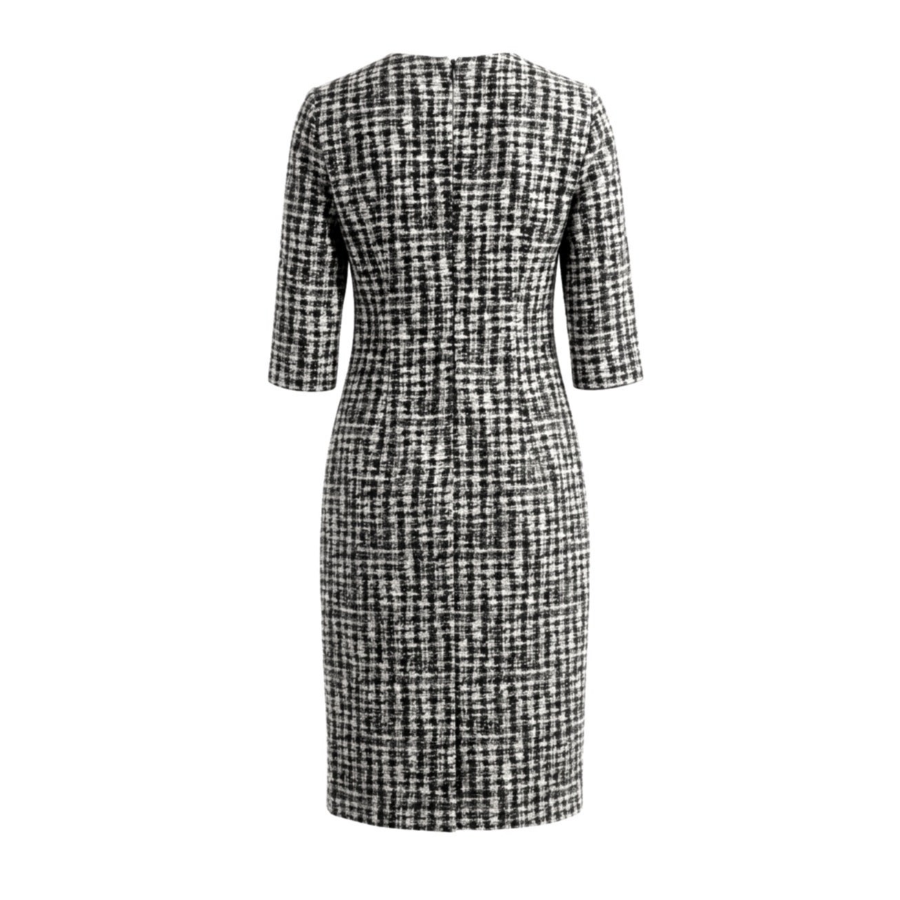 Hugo Boss Black White Polyester Cotton Fitted Career Sheath Dress | Size 0