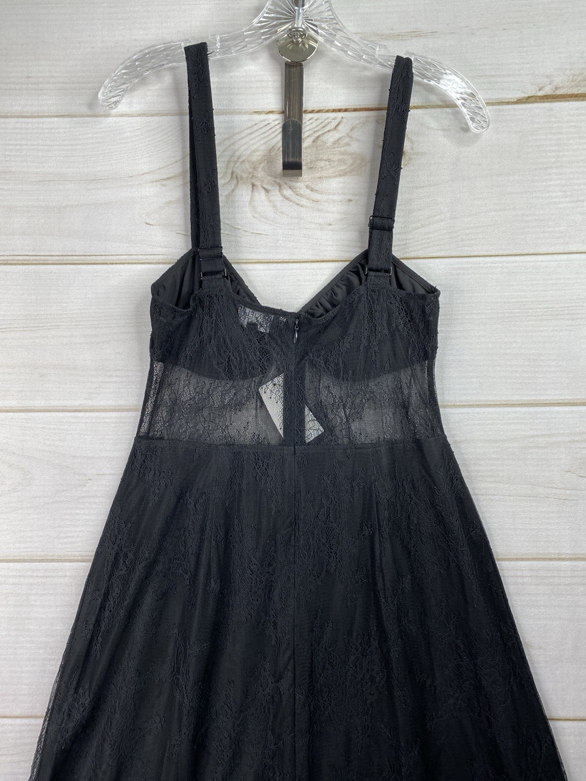 Danielle Bernstein Lace Dress Sz L Black Semi Sheer Sleeveless Bustier NWT