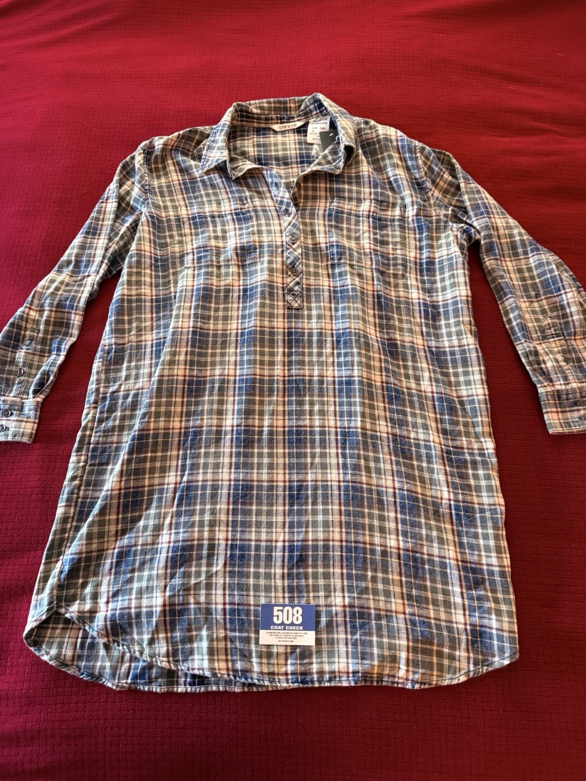 Orvis Woman’s Shirt/Dress Washed Indigo Plaid Size XL RETAIL $150