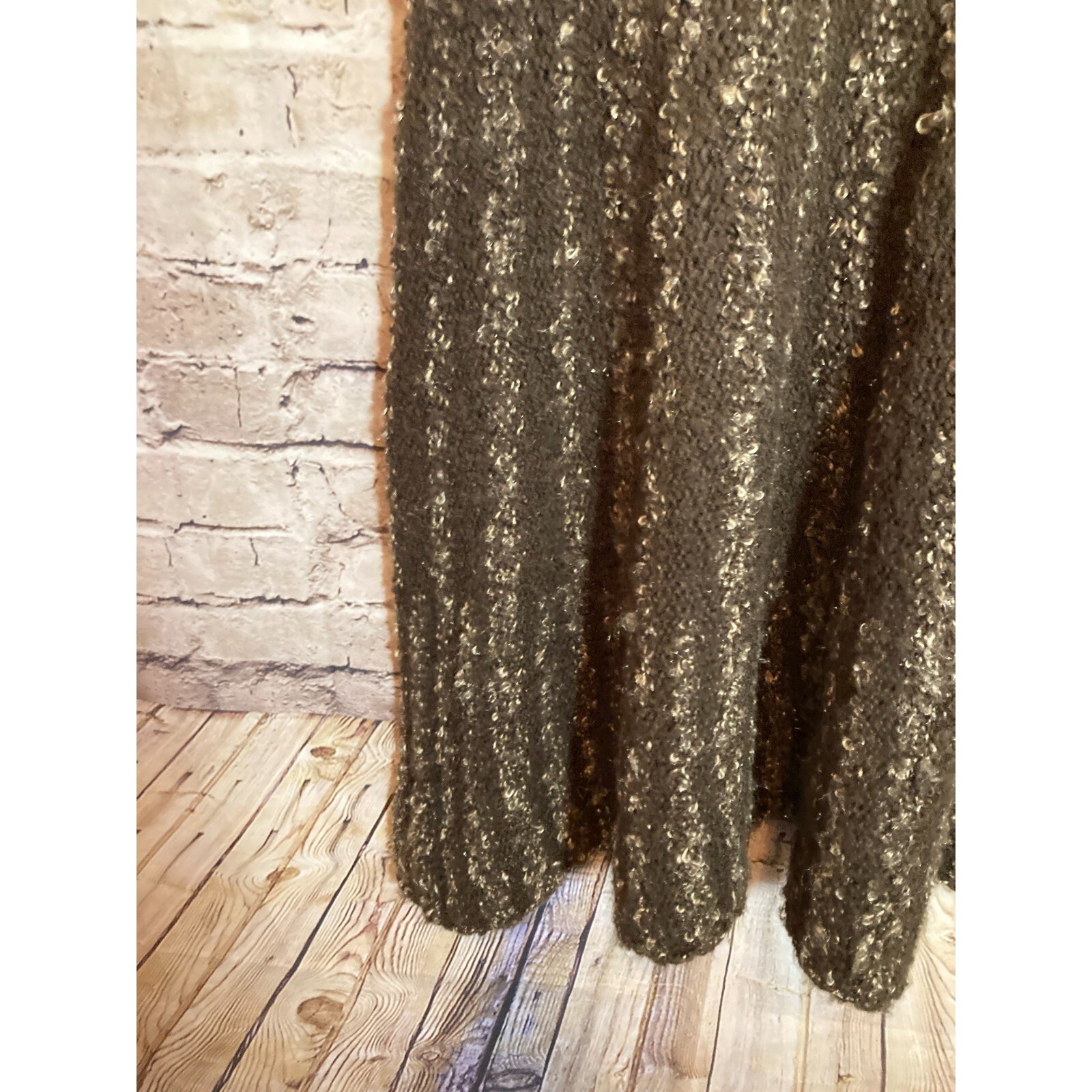 BCBG Maxazria Sweater Dress Womens Large Chocolate Wool Mohair Blend Artsy Knit