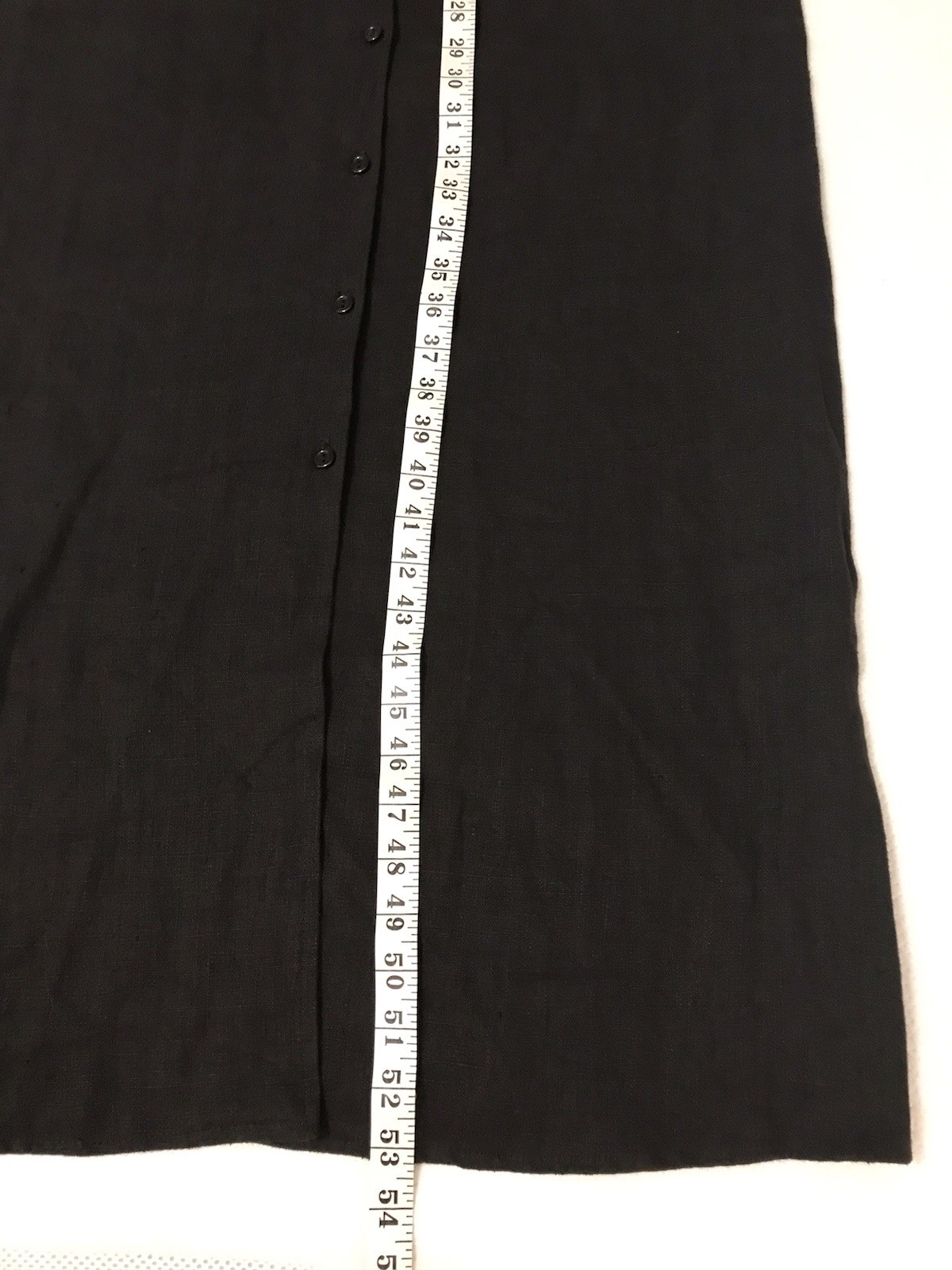 Finity Linen Maxi Dress Women 8 Black Button Down Lagenlook Coastal Boho Beach