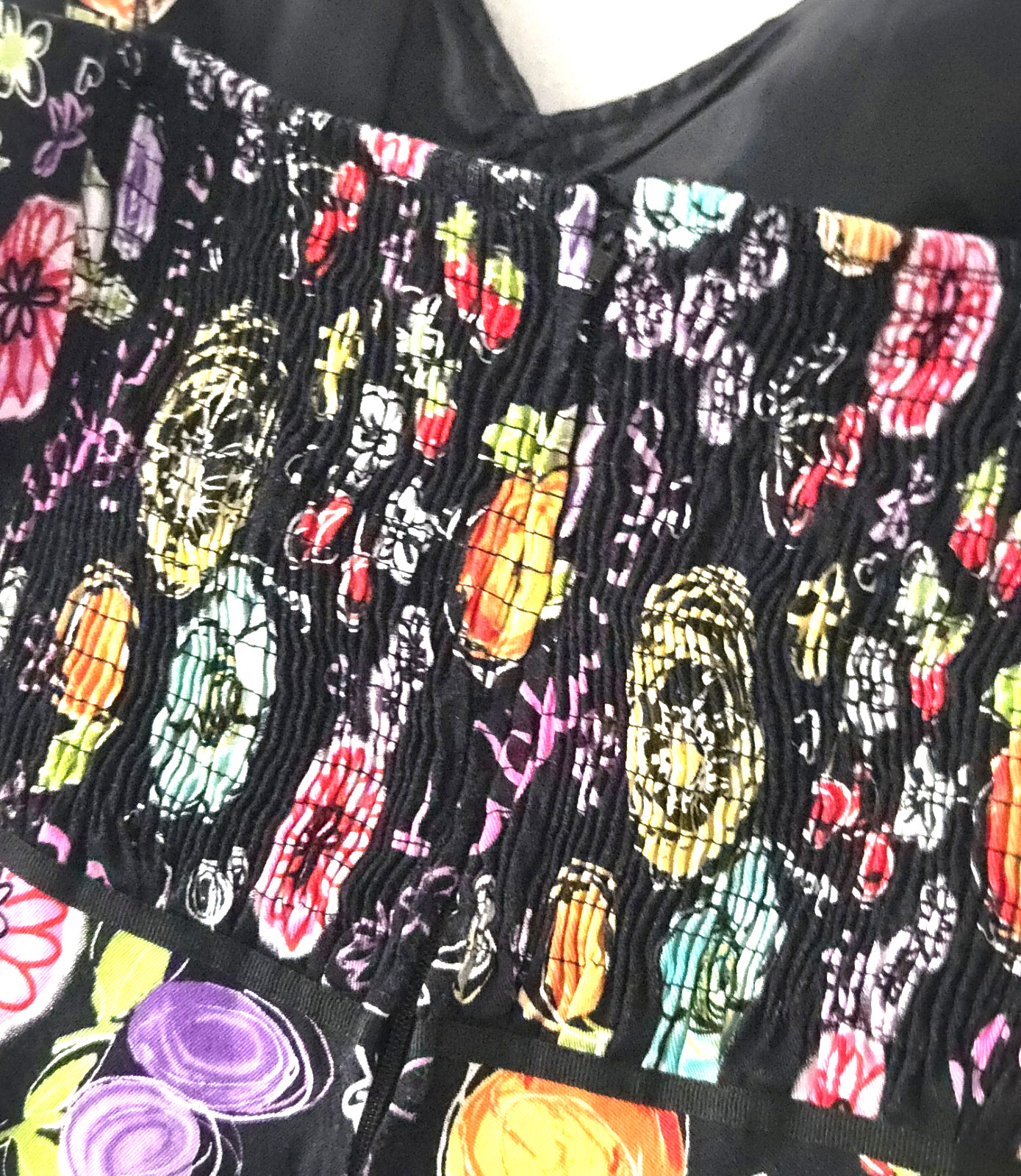 Karin Stevens Fruit Floral Print Dress Womens 16 Cotton Fit Flare Adjust. Straps