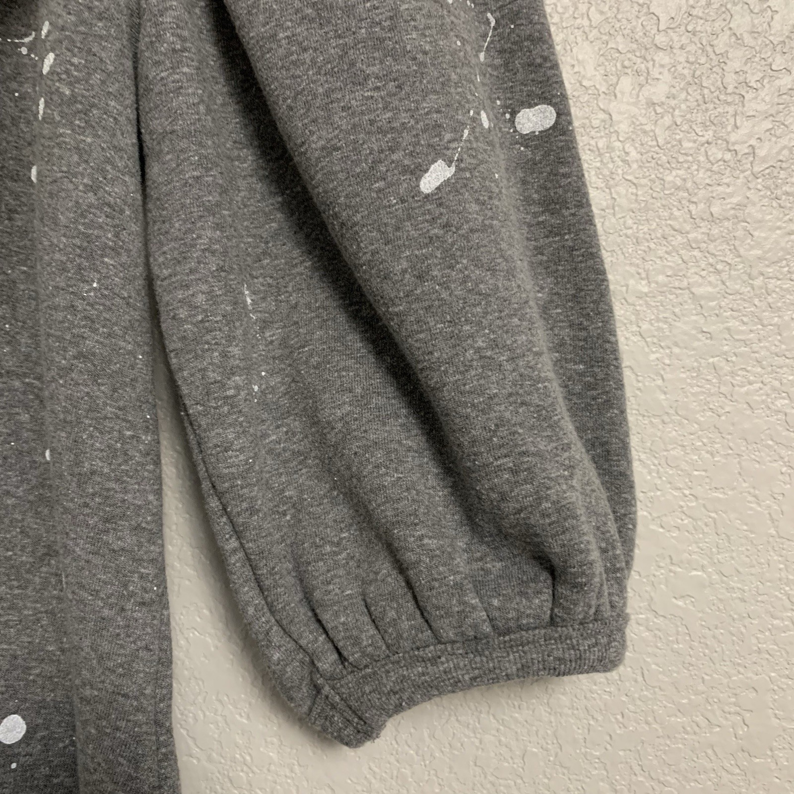 Clare V Sweatshirt Dress Womens M Drop Shoulder Puff Balloon Sleeve Grey Splash