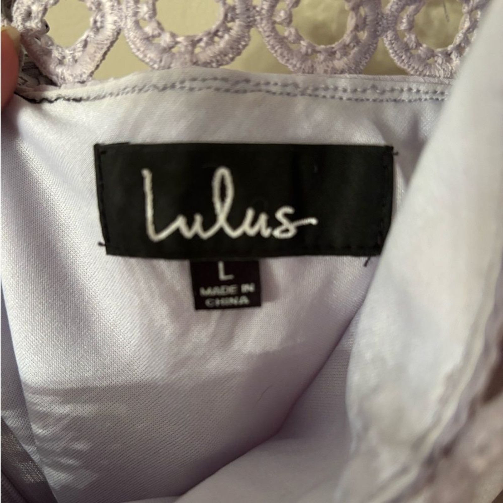 LULUS SIZE LARGE LAVENDER ANY SWAY, SHAPE OR FORM LACE HALTER DRESS