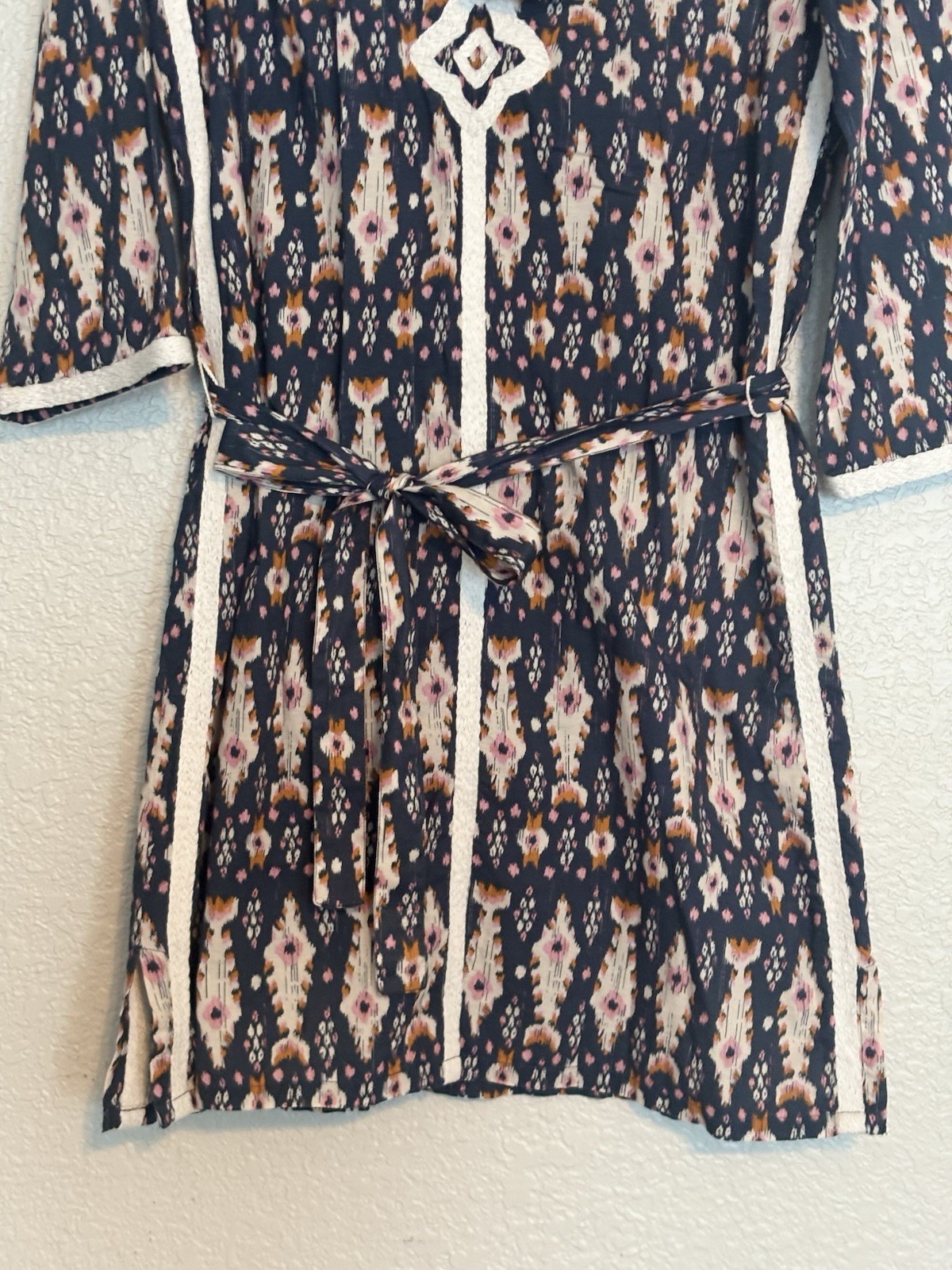 FIGUE Chic Patterned Mini Dress with Tassel Detail Women’s Size Small
