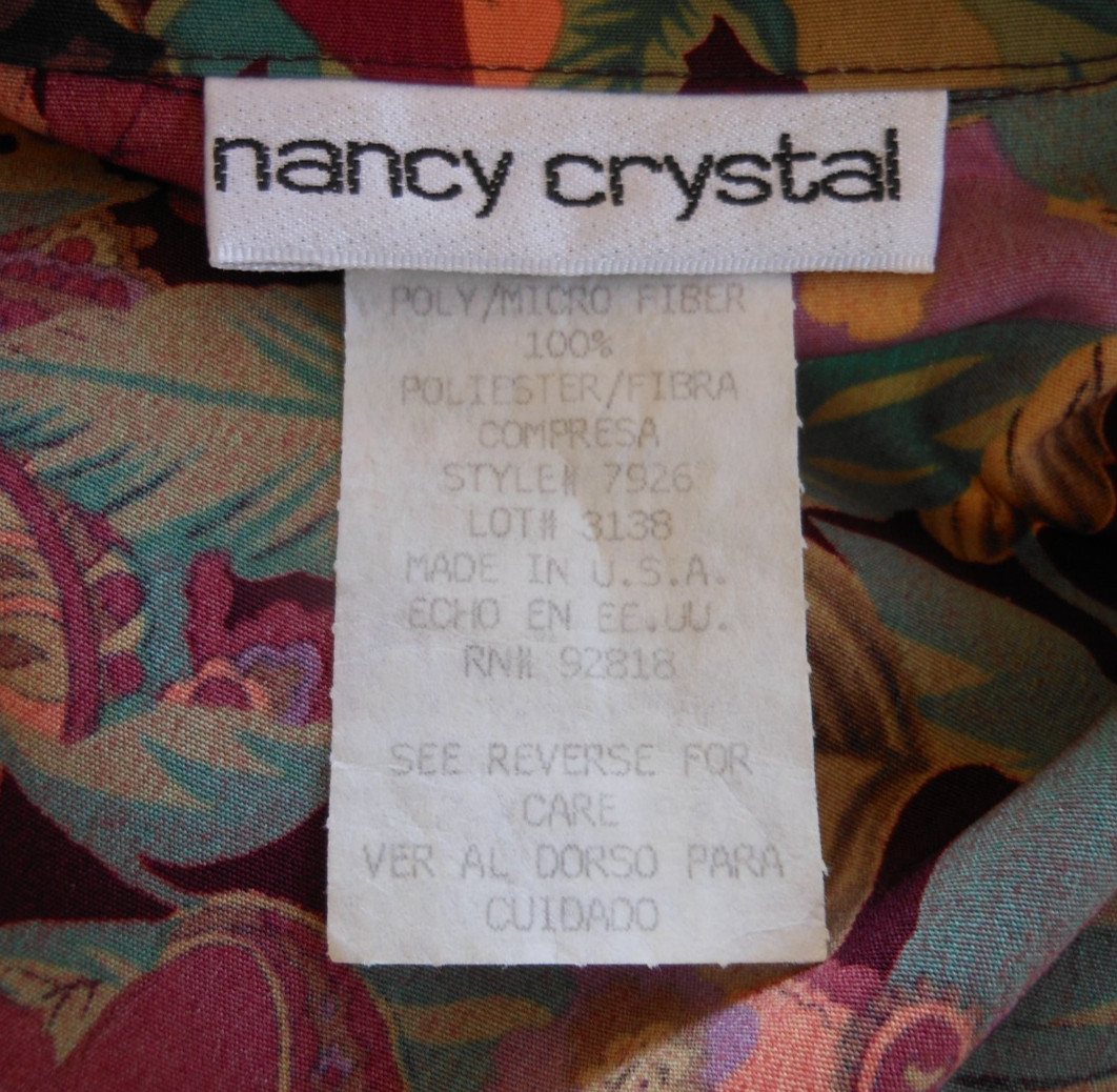 Nancy Crystal Dress Size 8 Fall Leaf Print Button Front Cottage Boho