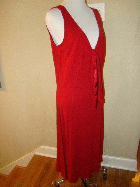 CASUAL CORNER RED RAYON BLEND LOW CUT DRESS SIZE X LARGE *NEW WITH TAGS $79 !