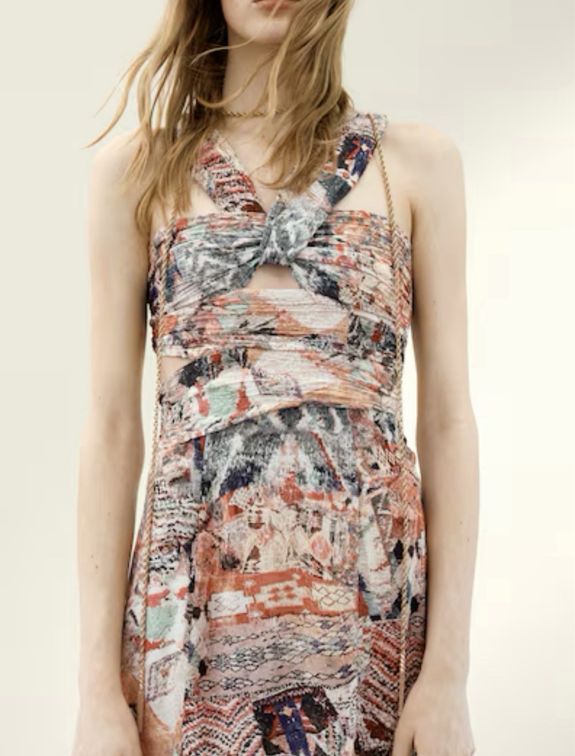Draped Beige Patterned Dress. H&M Studio Capsule Collection. Sz M. NWT. SOLD OUT