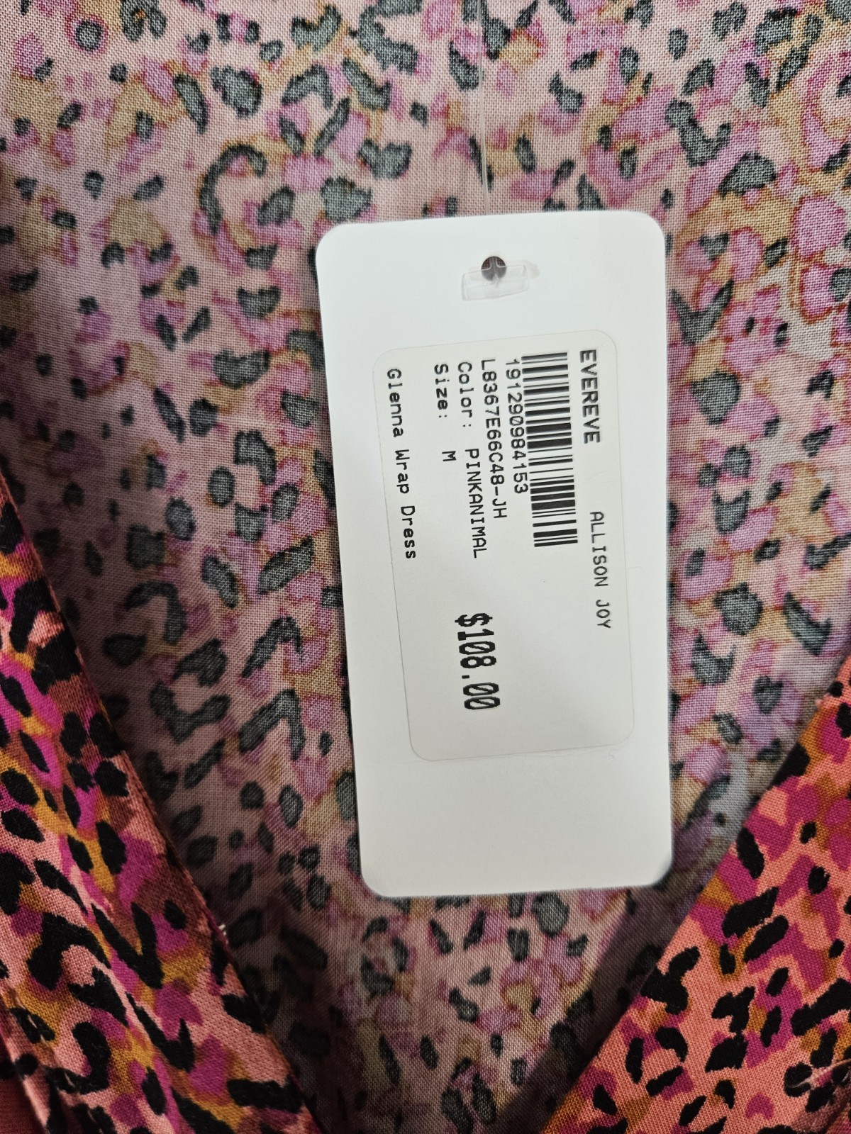 NWT Evereve Allison Joy Womens Medium Maxi Dress Wrap Pink Cheetah Glenna Tank
