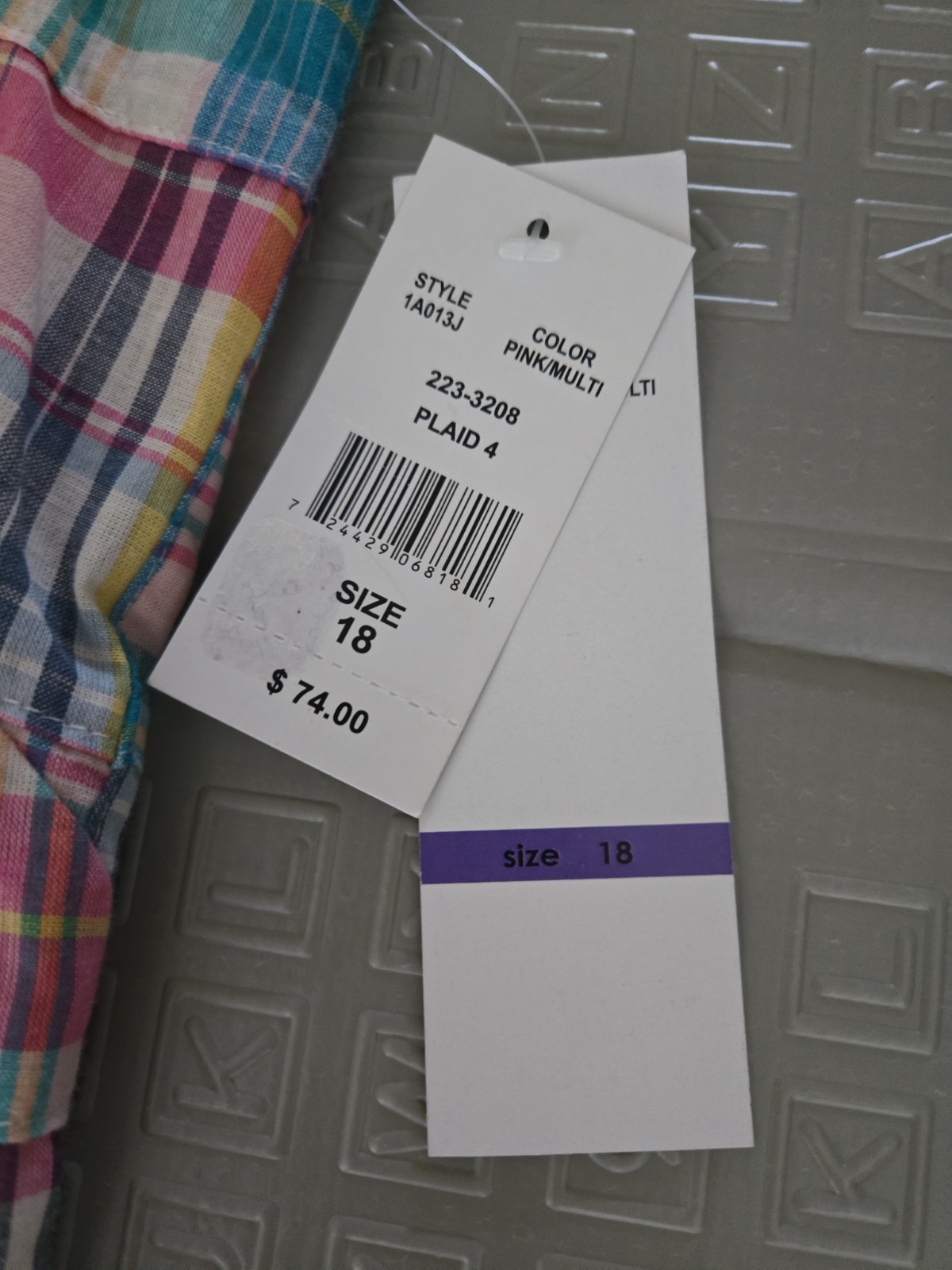 R&K Original Multi Madras Patchwork Plaid Ruffle Sleeve Dress Size 18, Cotton