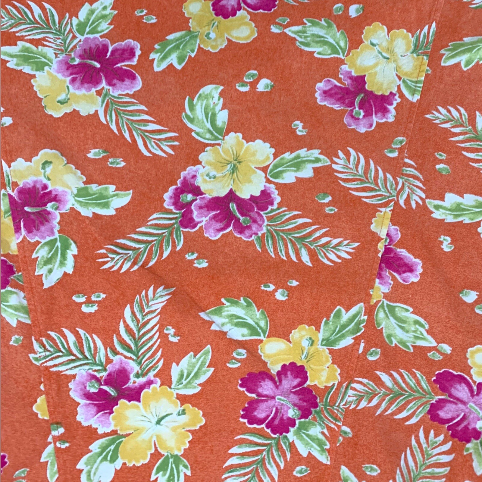 Vintage 1990s Capacity Knits Orange Tropical Floral Maxi Dress Size Medium