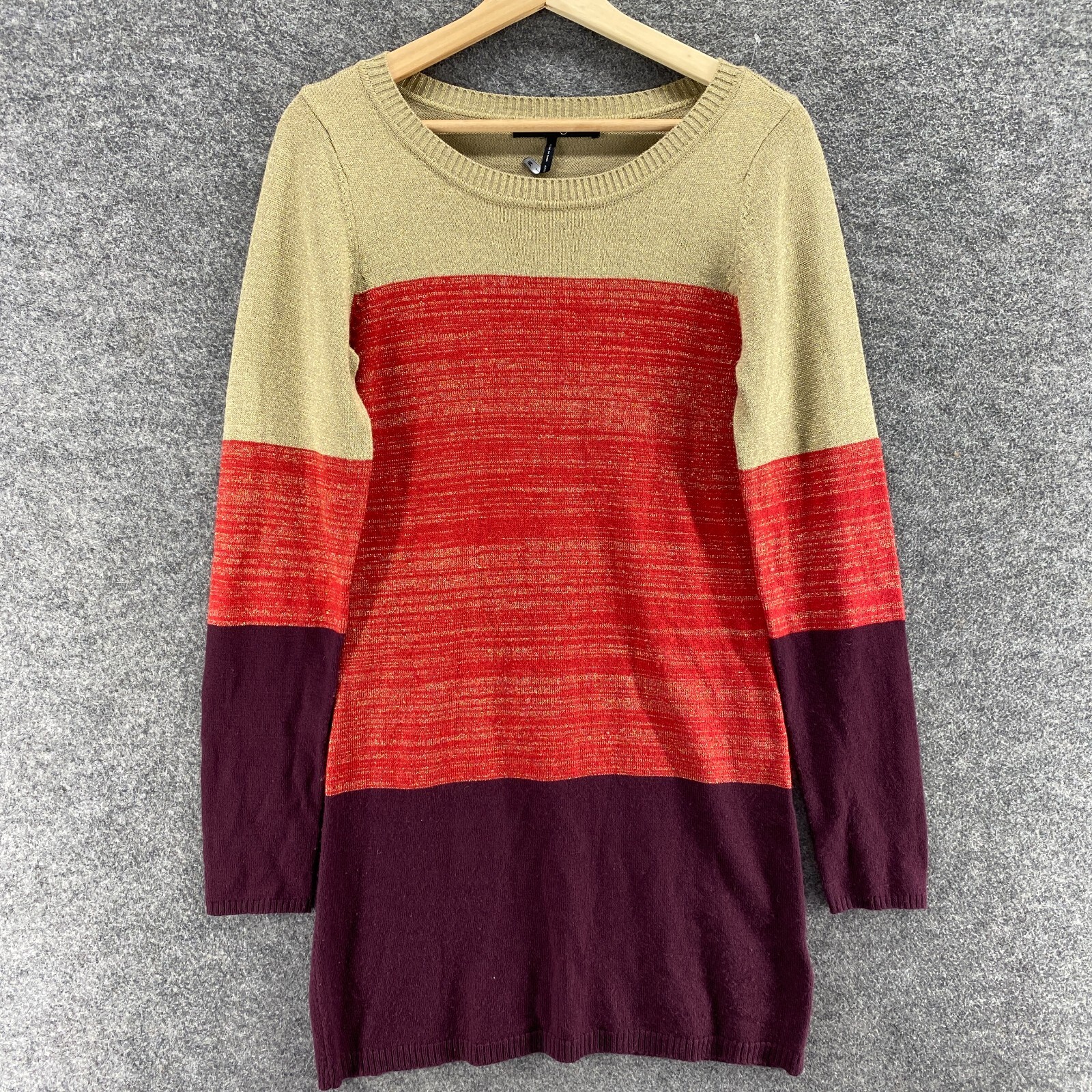 Energie Sweater Dress Women M Red Short Knit Long Sleeve Round Neck