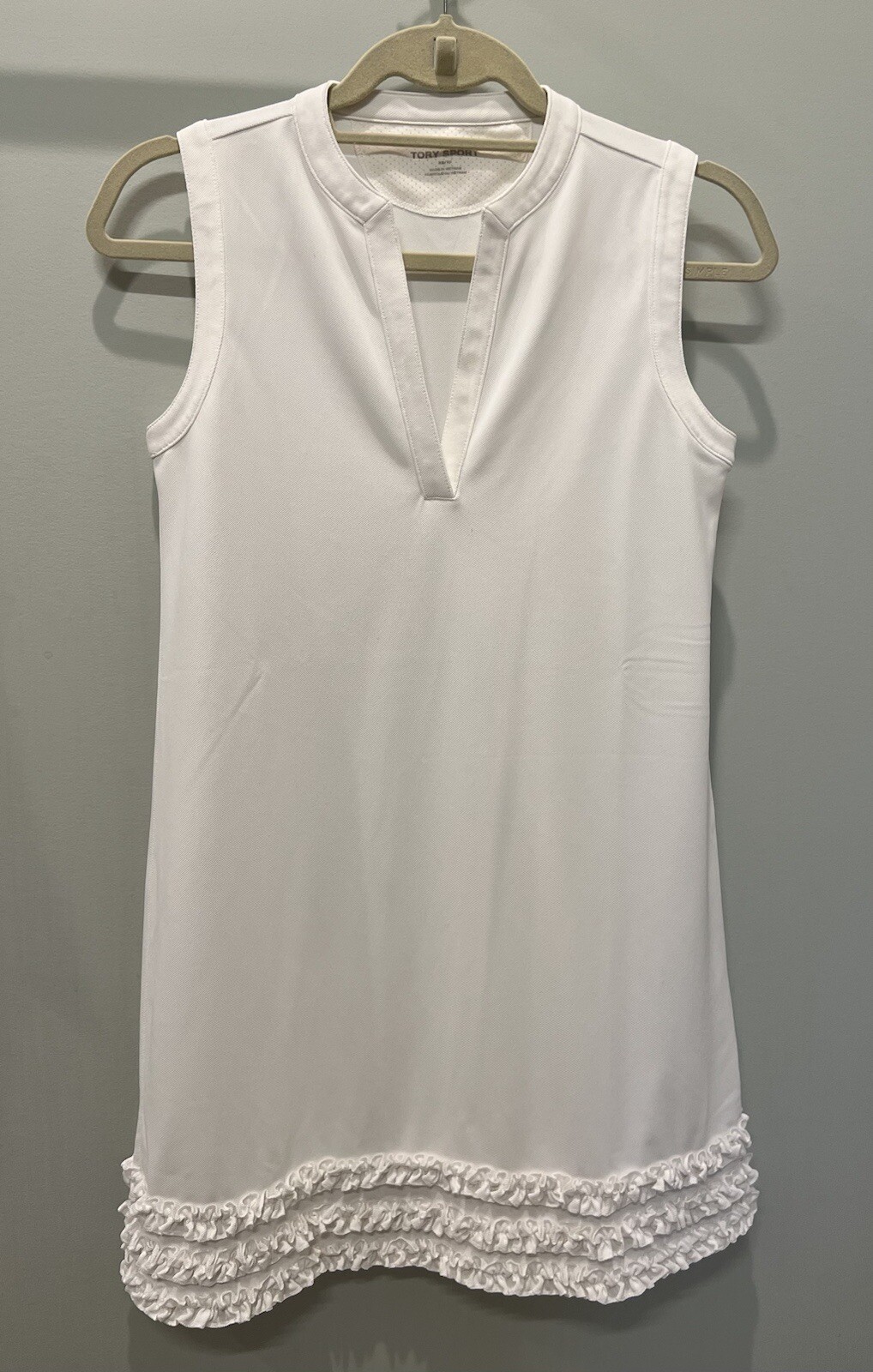 Tory Burch RUFFLE TUNIC TENNIS DRESS ~ Sz XS ~ White ~ EUC