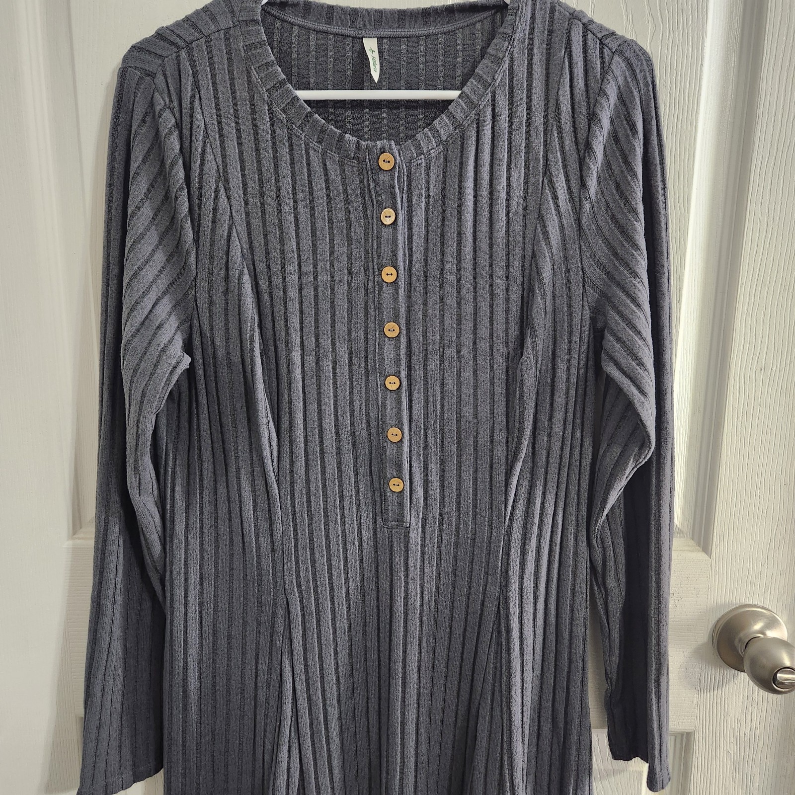Nwt halara gray long sleeve ribbed henley maxi sweater dress size XL