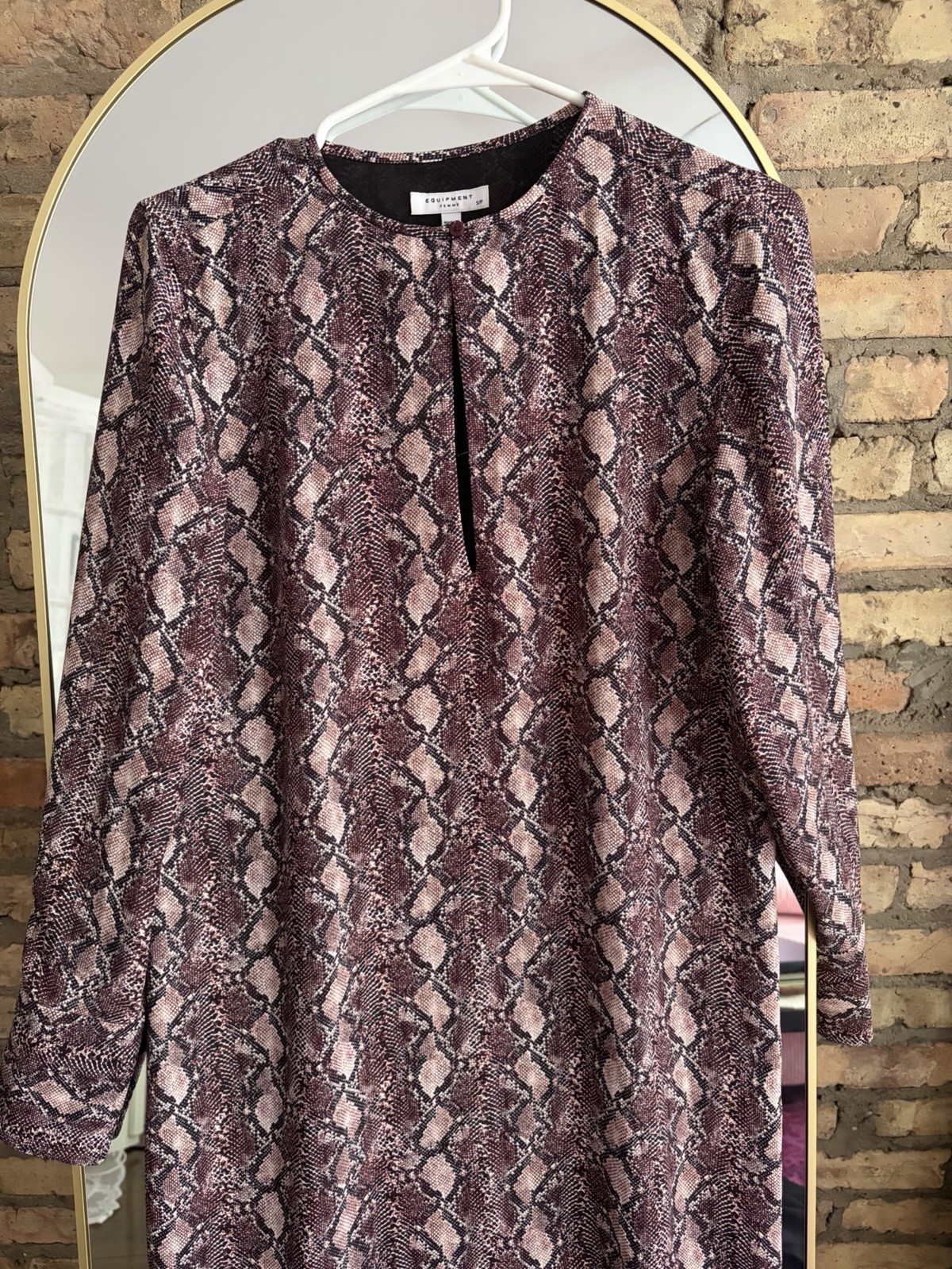 Equipment Bonnie Snake Print Keyhole Shift Dress Small