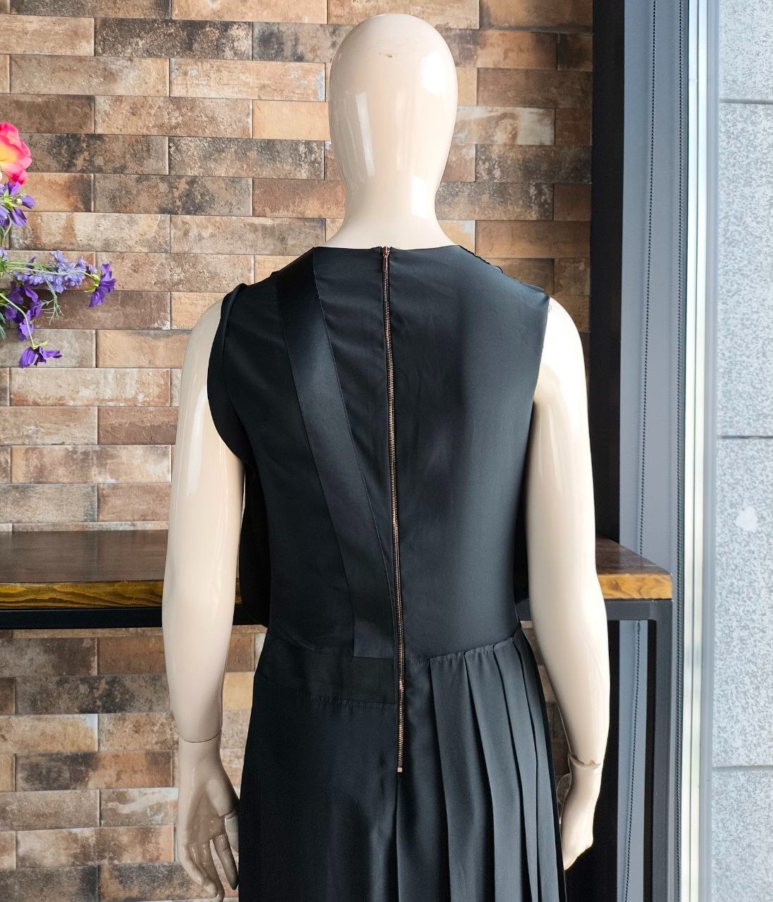 Cedric Charlier 2013 Black Asymmetric Pleated Evening Avant-garde Dress IT42
