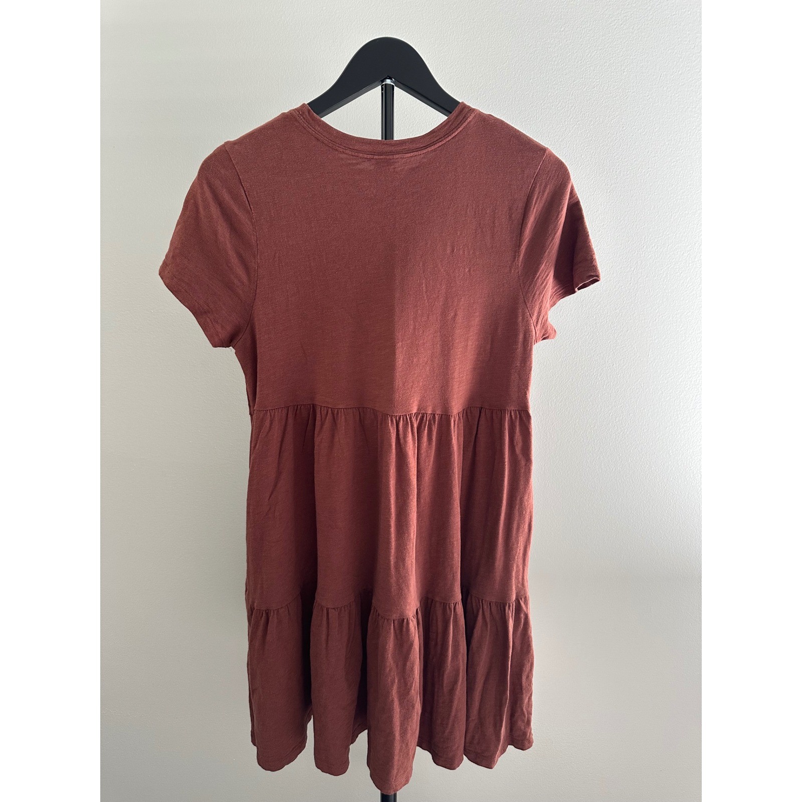 Old Navy Womens Rust Brown Tiered Cotton Slub Jersey Mini Dress Medium
