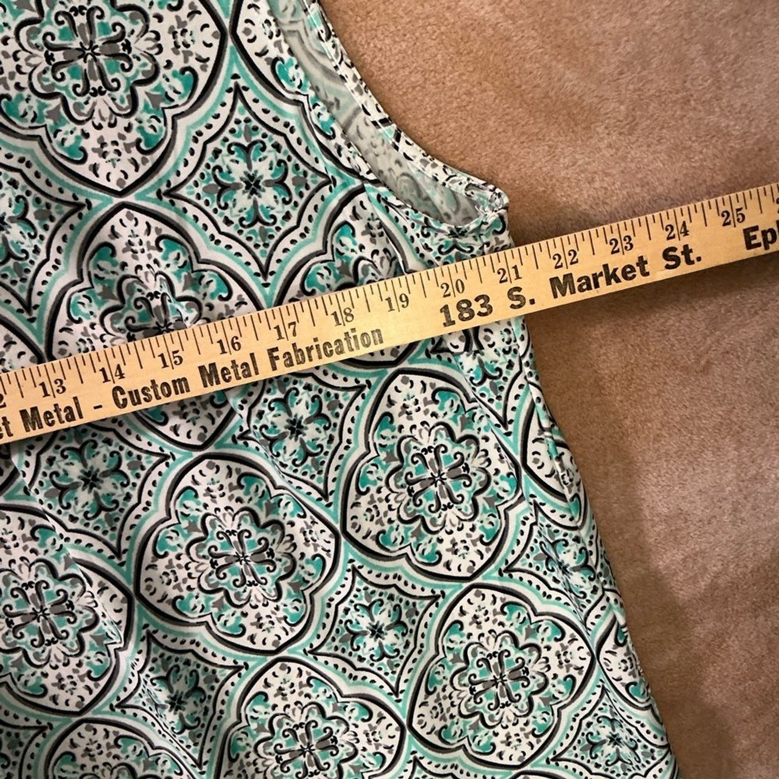 Tacera Turquoise and Black Patterned Dress
