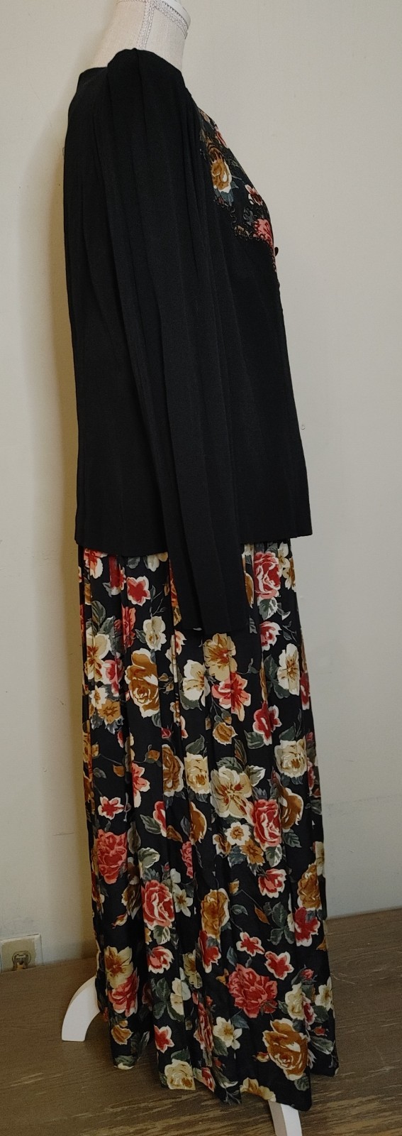 Vintage 90’s Dress Karin Stevens Womens sz 16W KSL Drop Waist Layered Floral