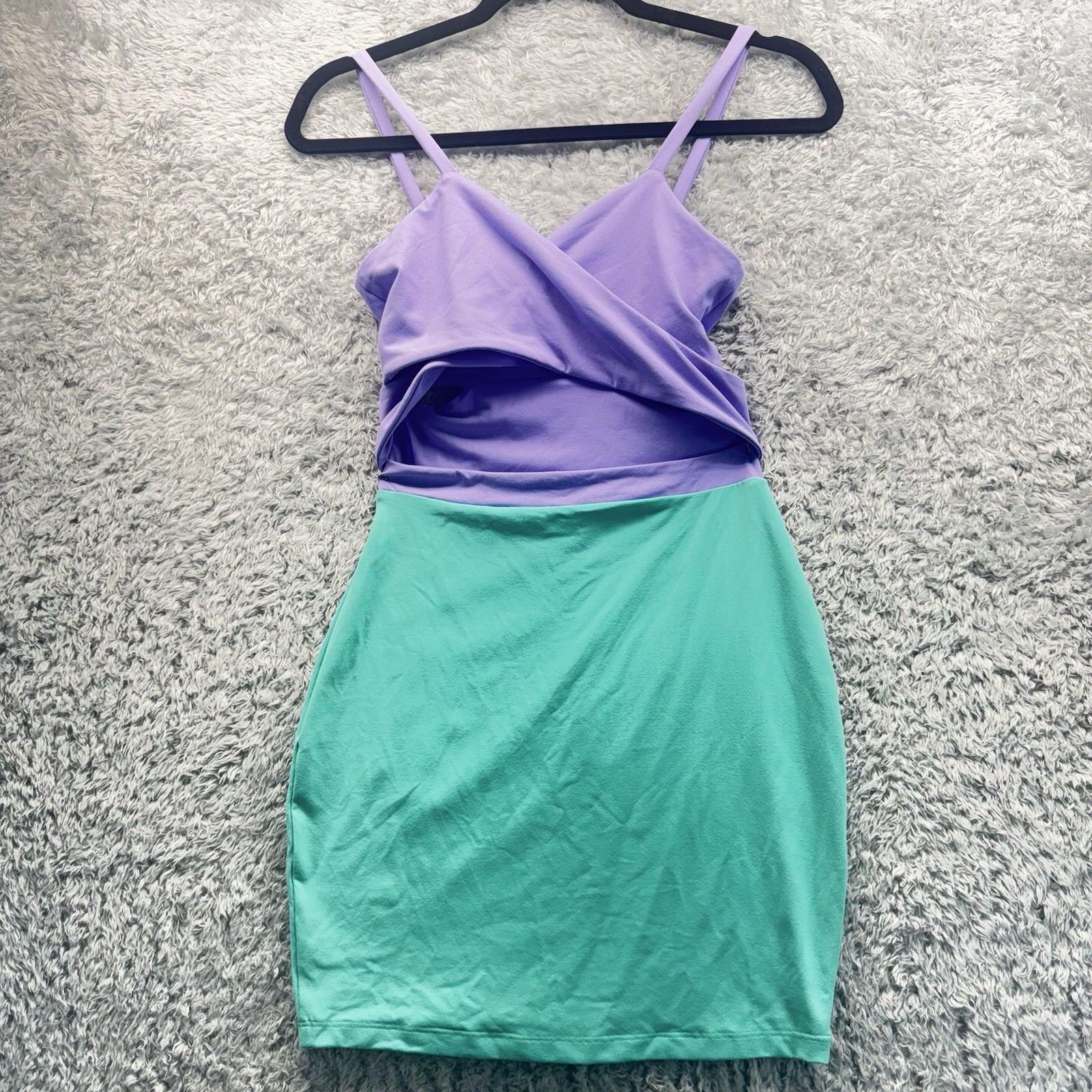 NWOT Susana Monaco String Color Block Bodycon Dress Fairy Teal Purple Women S